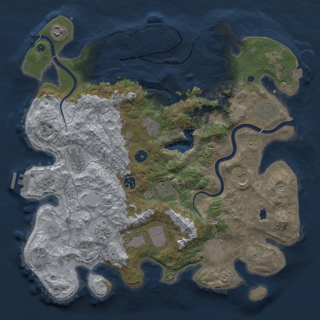 Rust Map: Procedural Map, Size: 4000, Seed: 3219, 17 Monuments