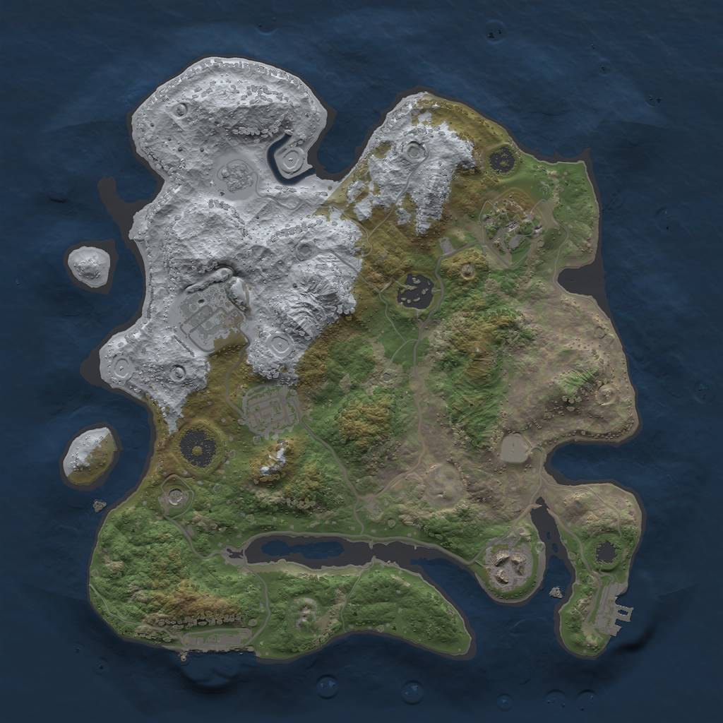 Rust Map: Procedural Map, Size: 3000, Seed: 64998, 12 Monuments