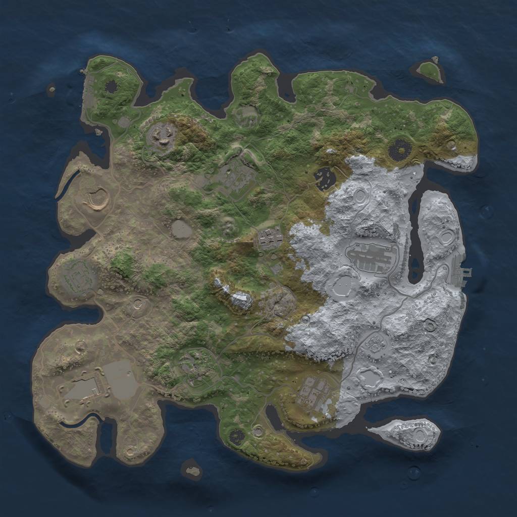 Rust Map: Procedural Map, Size: 3500, Seed: 93088964, 19 Monuments