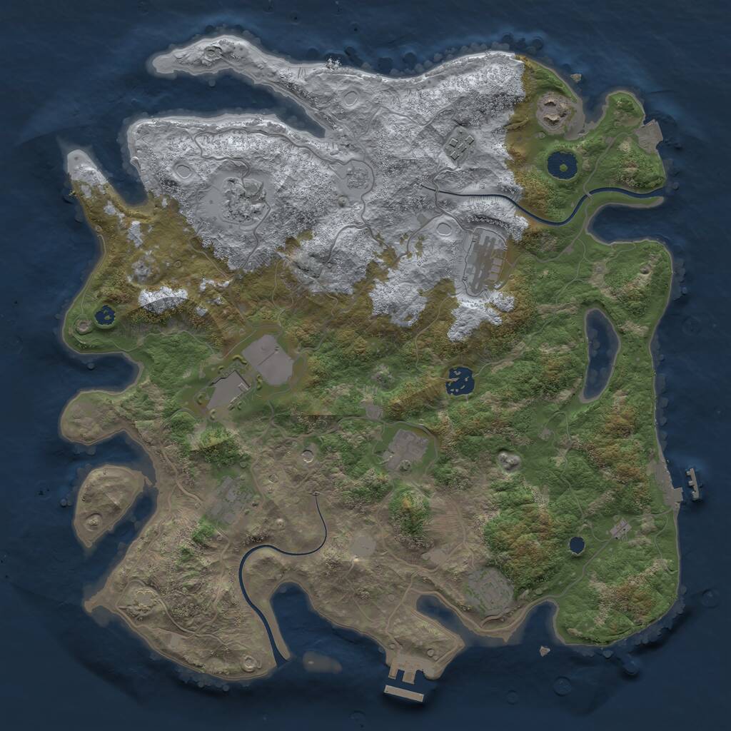 Rust Map: Procedural Map, Size: 3750, Seed: 7665436, 15 Monuments