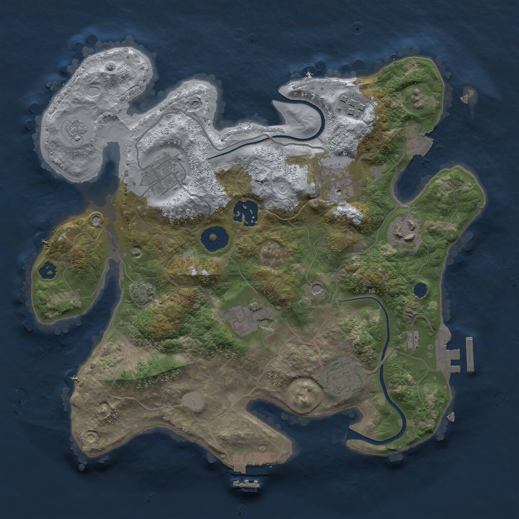 Rust Map: Procedural Map, Size: 3000, Seed: 1422275835, 13 Monuments