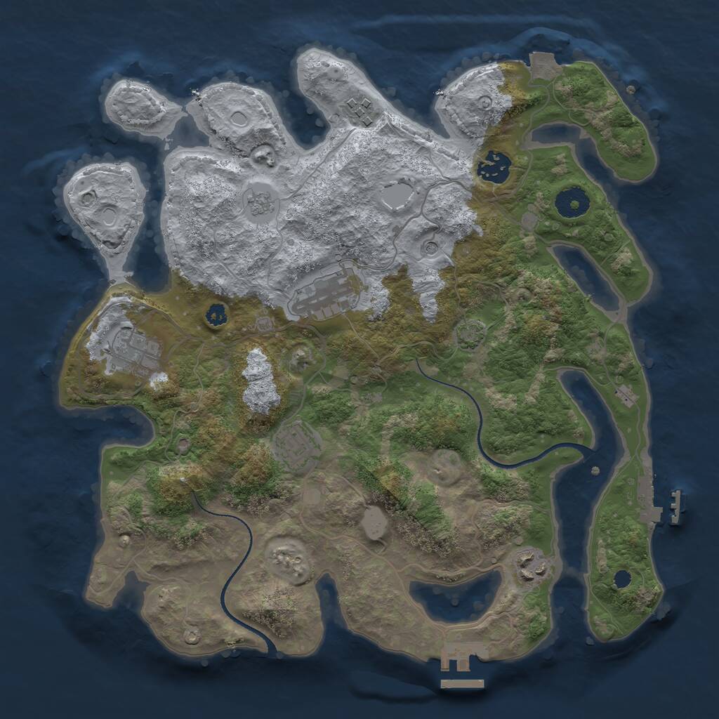 Rust Map: Procedural Map, Size: 3350, Seed: 81443116, 12 Monuments