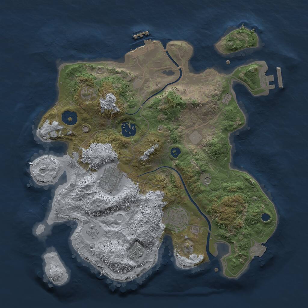 Rust Map: Procedural Map, Size: 3000, Seed: 10029, 9 Monuments