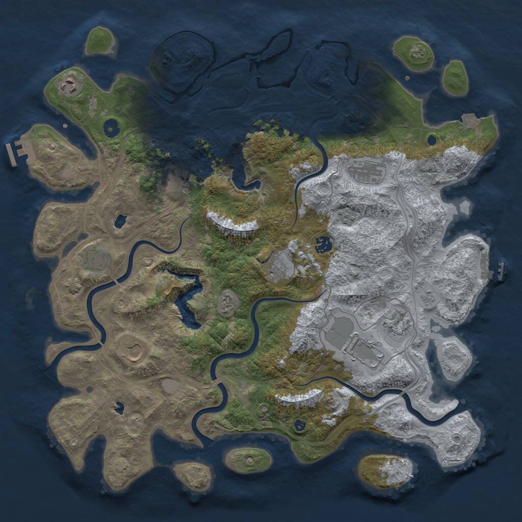 Rust Map: Procedural Map, Size: 4500, Seed: 3269847, 16 Monuments