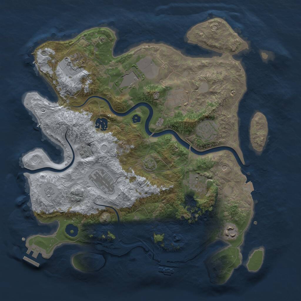 Rust Map: Procedural Map, Size: 3500, Seed: 865285347, 15 Monuments