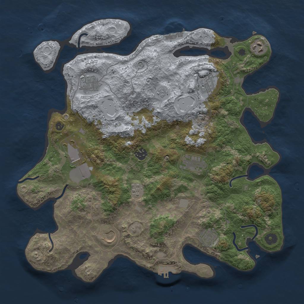 Rust Map: Procedural Map, Size: 3800, Seed: 123321456, 18 Monuments