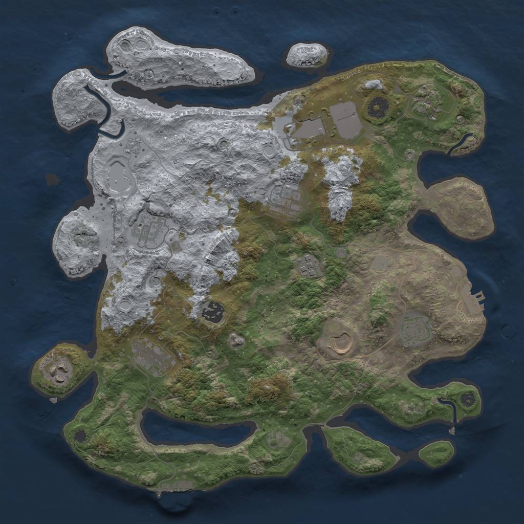 Rust Map: Procedural Map, Size: 3700, Seed: 237694, 17 Monuments