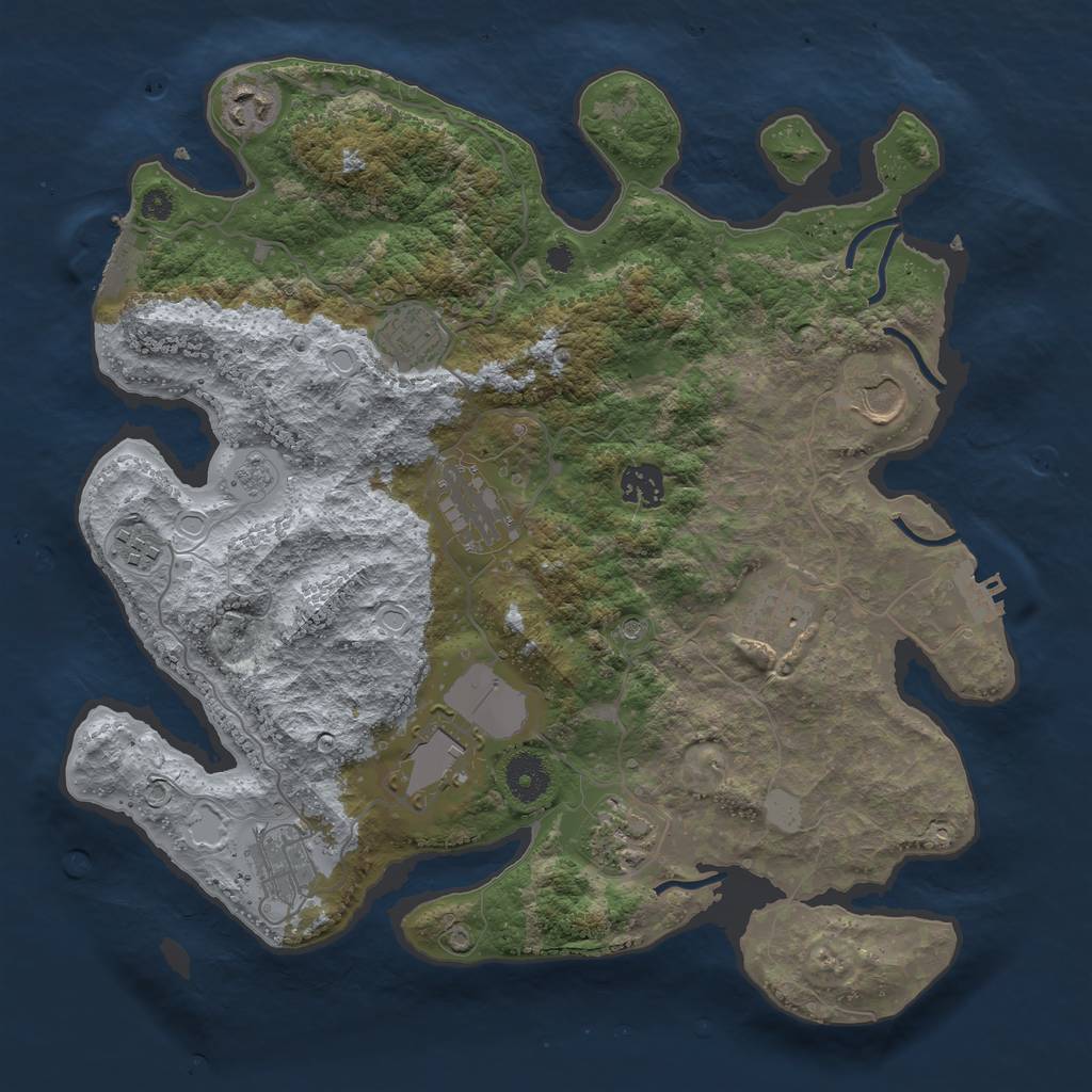 Rust Map: Procedural Map, Size: 3600, Seed: 5359195, 19 Monuments