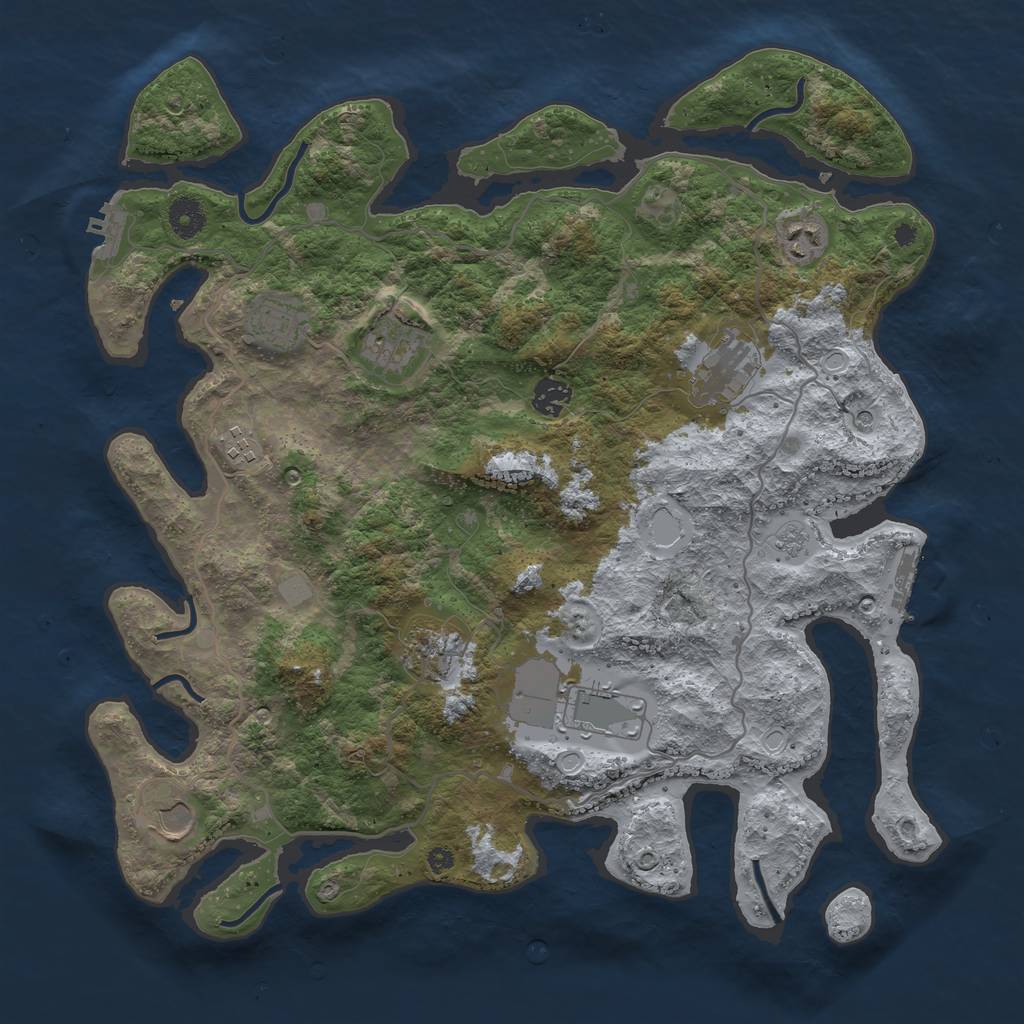 Rust Map: Procedural Map, Size: 4000, Seed: 152055498, 18 Monuments