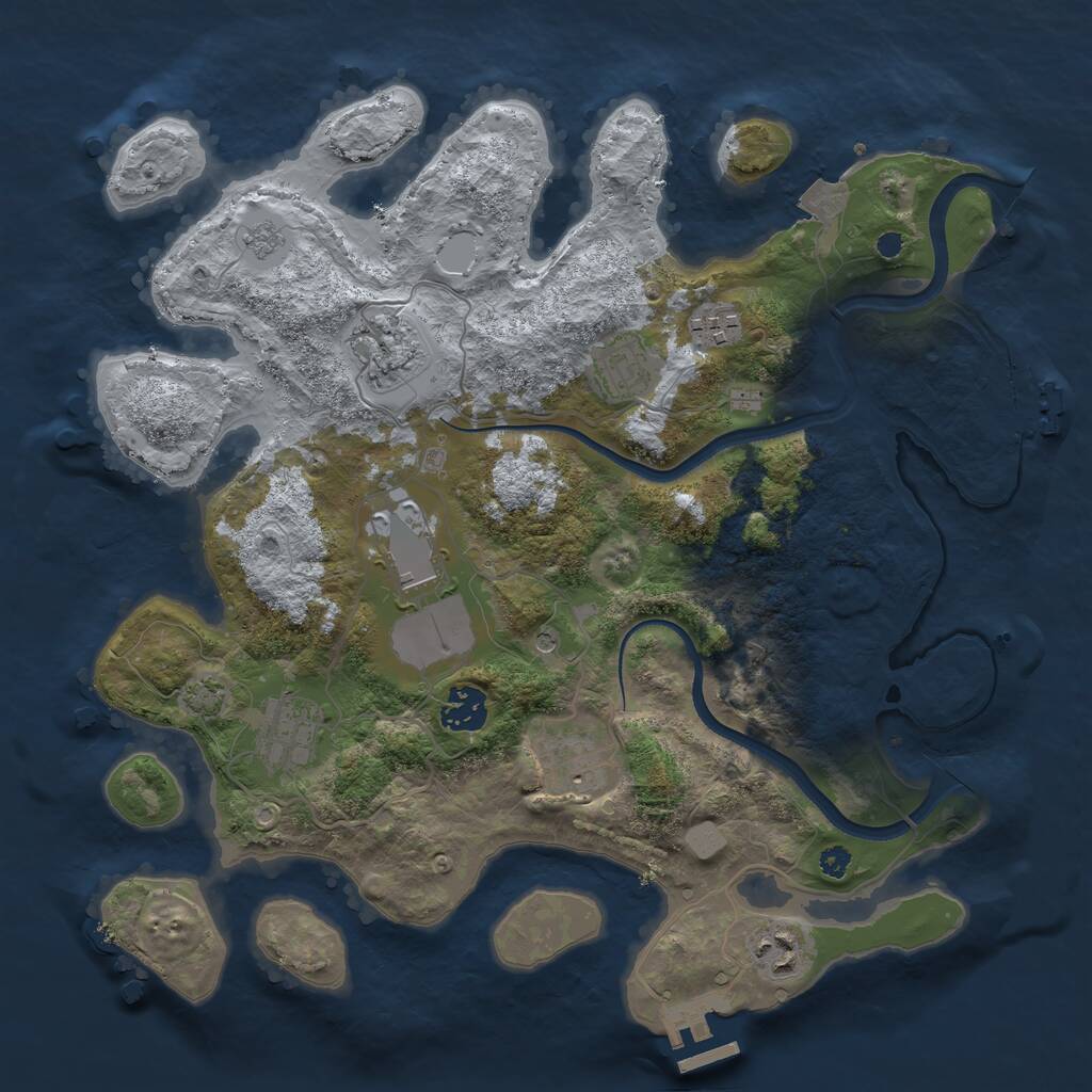 Rust Map: Procedural Map, Size: 3500, Seed: 12333, 14 Monuments