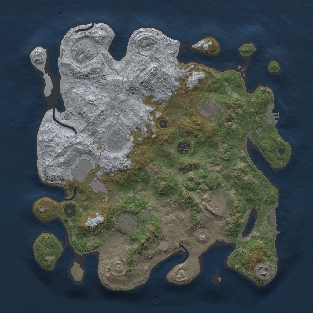 Rust Map: Procedural Map, Size: 3700, Seed: 896453, 18 Monuments