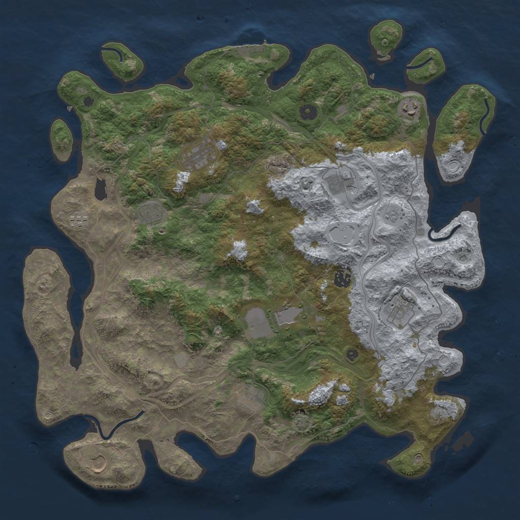 Rust Map: Procedural Map, Size: 4500, Seed: 1640, 17 Monuments