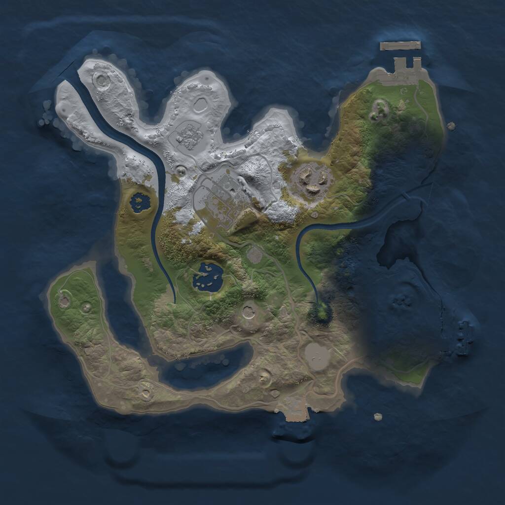 Rust Map: Procedural Map, Size: 2500, Seed: 45, 8 Monuments