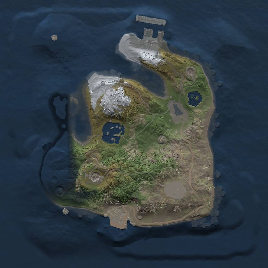 Rust Map: Procedural Map, Size: 1800, Seed: 22477, 4 Monuments