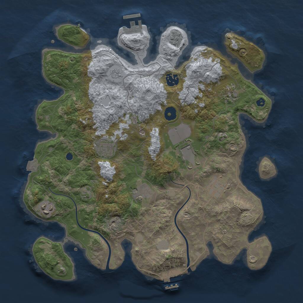 Rust Map: Procedural Map, Size: 3500, Seed: 779538984, 14 Monuments