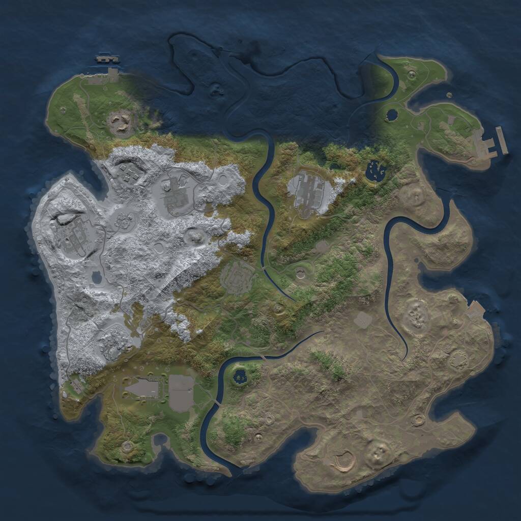 Rust Map: Procedural Map, Size: 3720, Seed: 22269, 16 Monuments