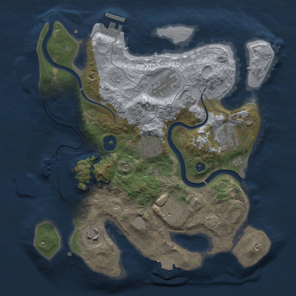 Rust Map: Procedural Map, Size: 3000, Seed: 1683495, 12 Monuments