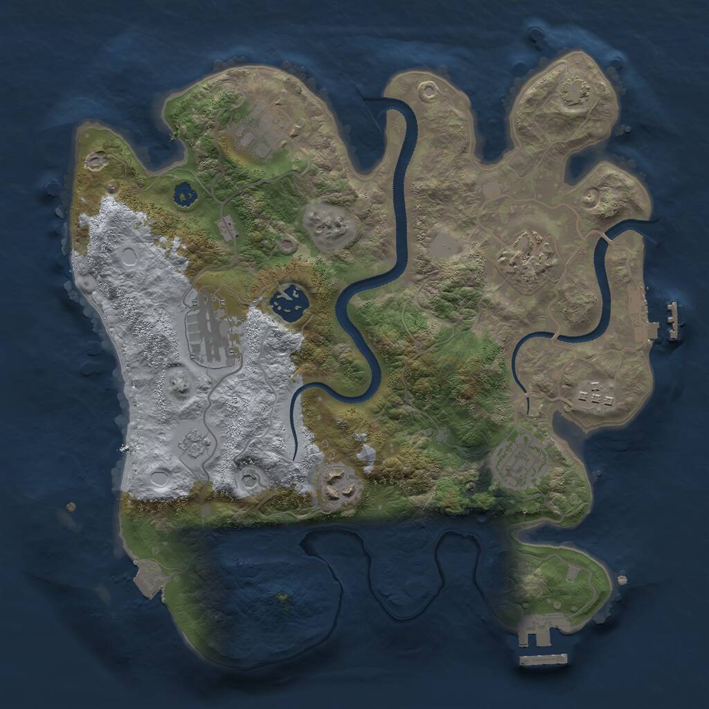 Rust Map: Procedural Map, Size: 3000, Seed: 1236828032, 13 Monuments