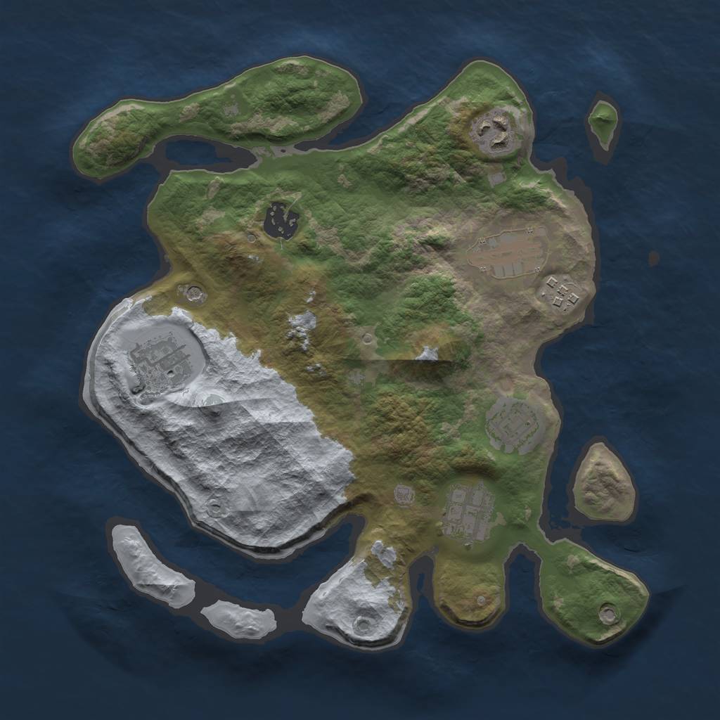 Rust Map: Barren, Size: 3000, Seed: 36, 10 Monuments