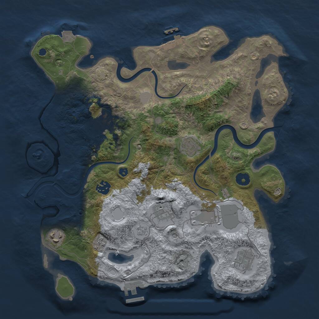 Rust Map: Procedural Map, Size: 3500, Seed: 1594302201, 14 Monuments