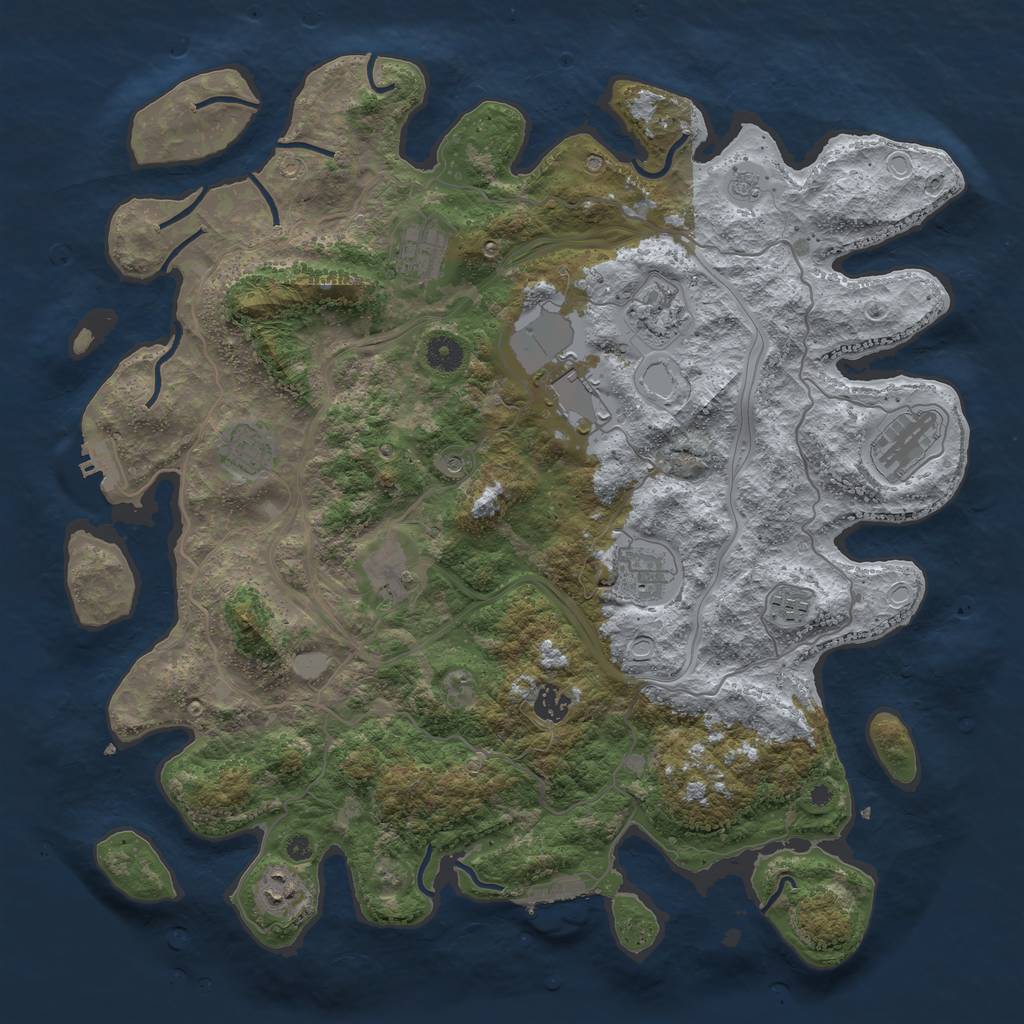 Rust Map: Procedural Map, Size: 4250, Seed: 797301535, 17 Monuments