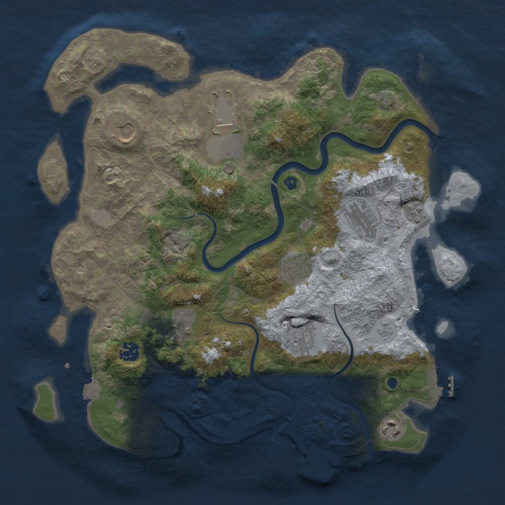 Rust Map: Procedural Map, Size: 3800, Seed: 672807, 15 Monuments