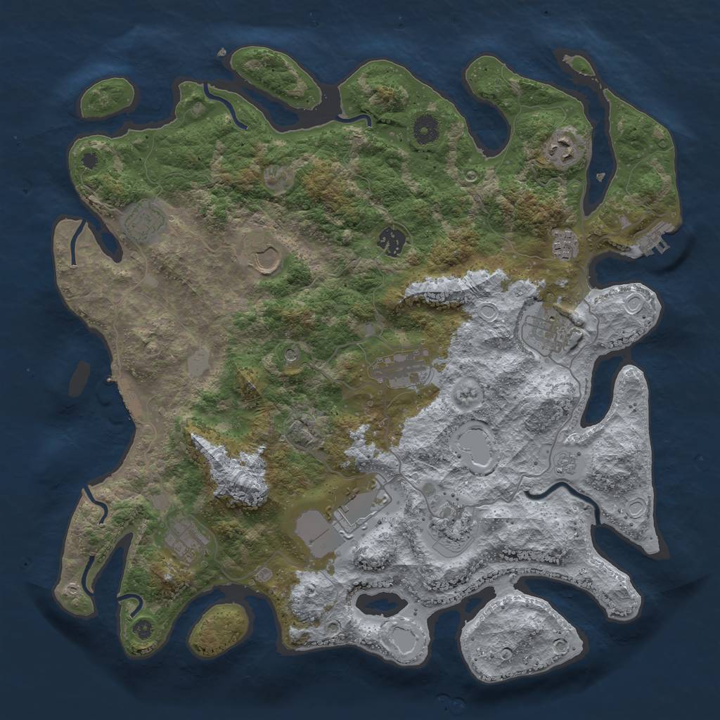 Rust Map: Procedural Map, Size: 3900, Seed: 338495, 19 Monuments