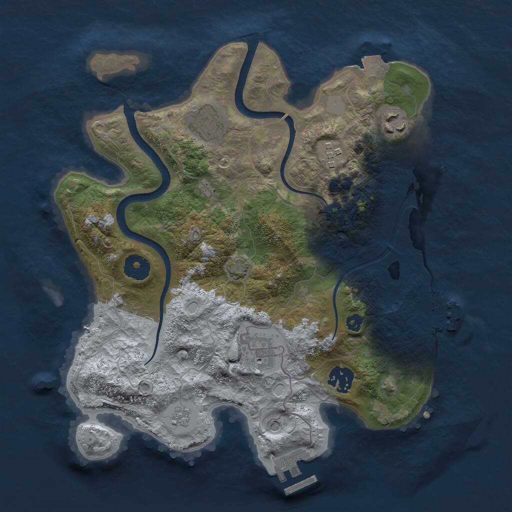 Rust Map: Procedural Map, Size: 3000, Seed: 7593162, 11 Monuments