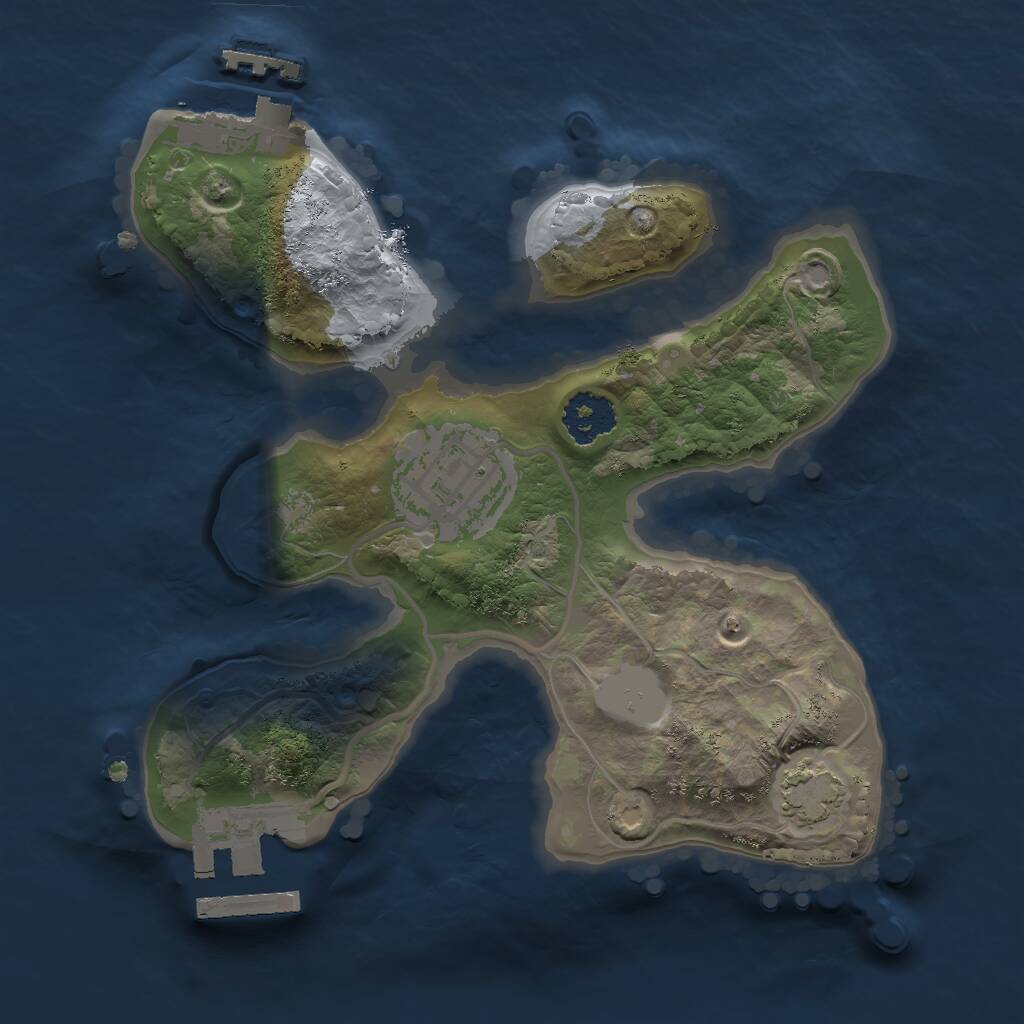 Rust Map: Procedural Map, Size: 2000, Seed: 3243, 5 Monuments