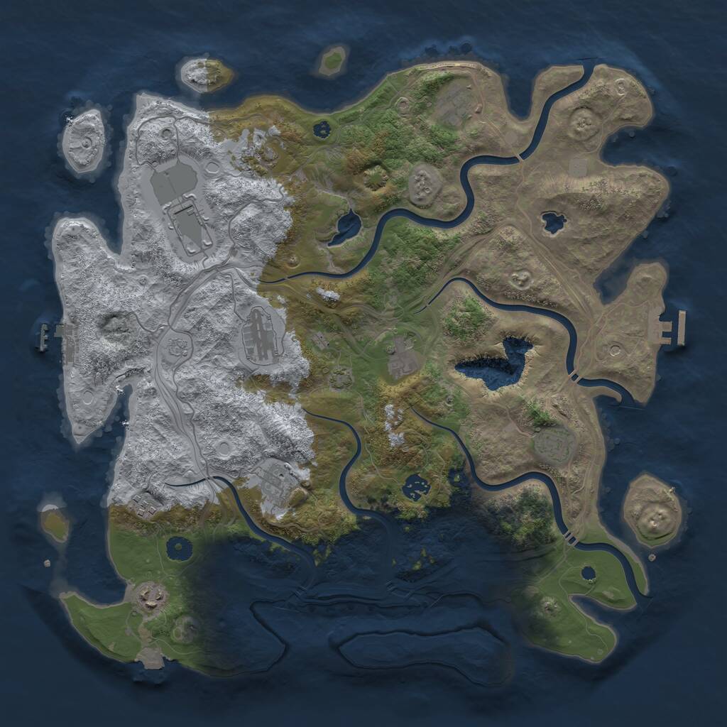 Rust Map: Procedural Map, Size: 4250, Seed: 717117771, 16 Monuments
