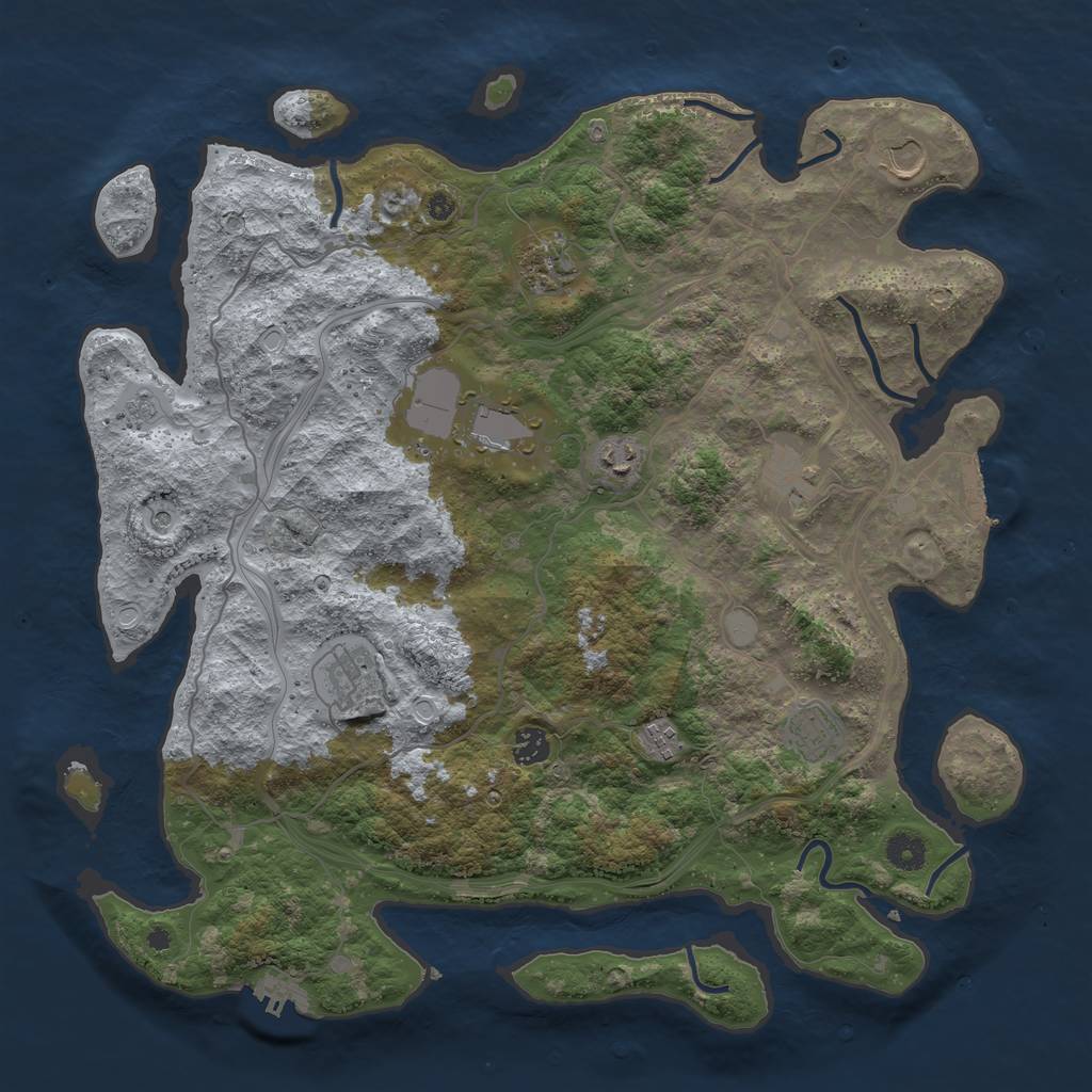 Rust Map: Procedural Map, Size: 4250, Seed: 717117771, 16 Monuments