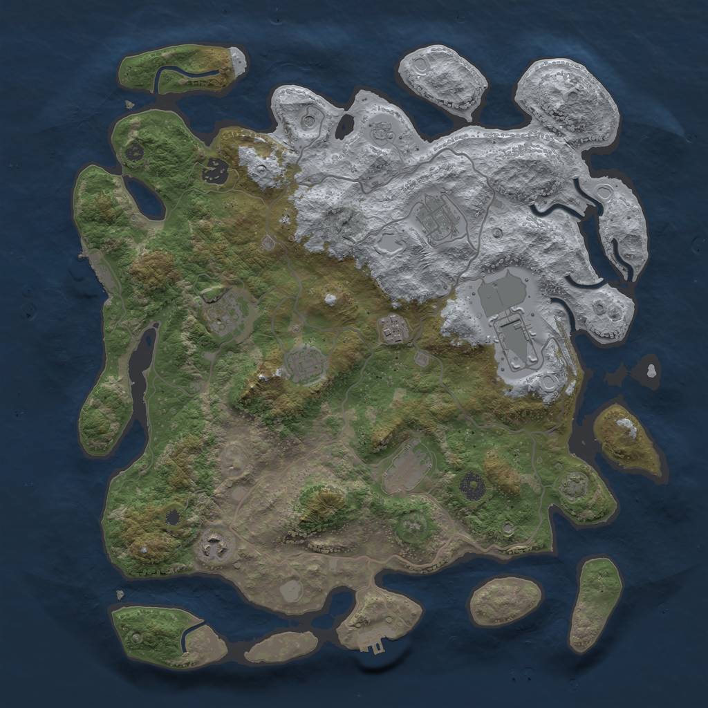 Rust Map: Procedural Map, Size: 4000, Seed: 811, 16 Monuments