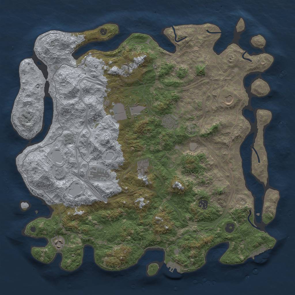 Rust Map: Procedural Map, Size: 4500, Seed: 7500, 18 Monuments