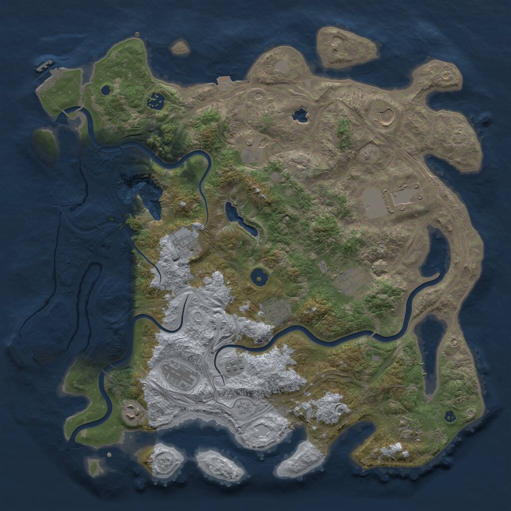 Rust Map: Procedural Map, Size: 4444, Seed: 666999, 17 Monuments