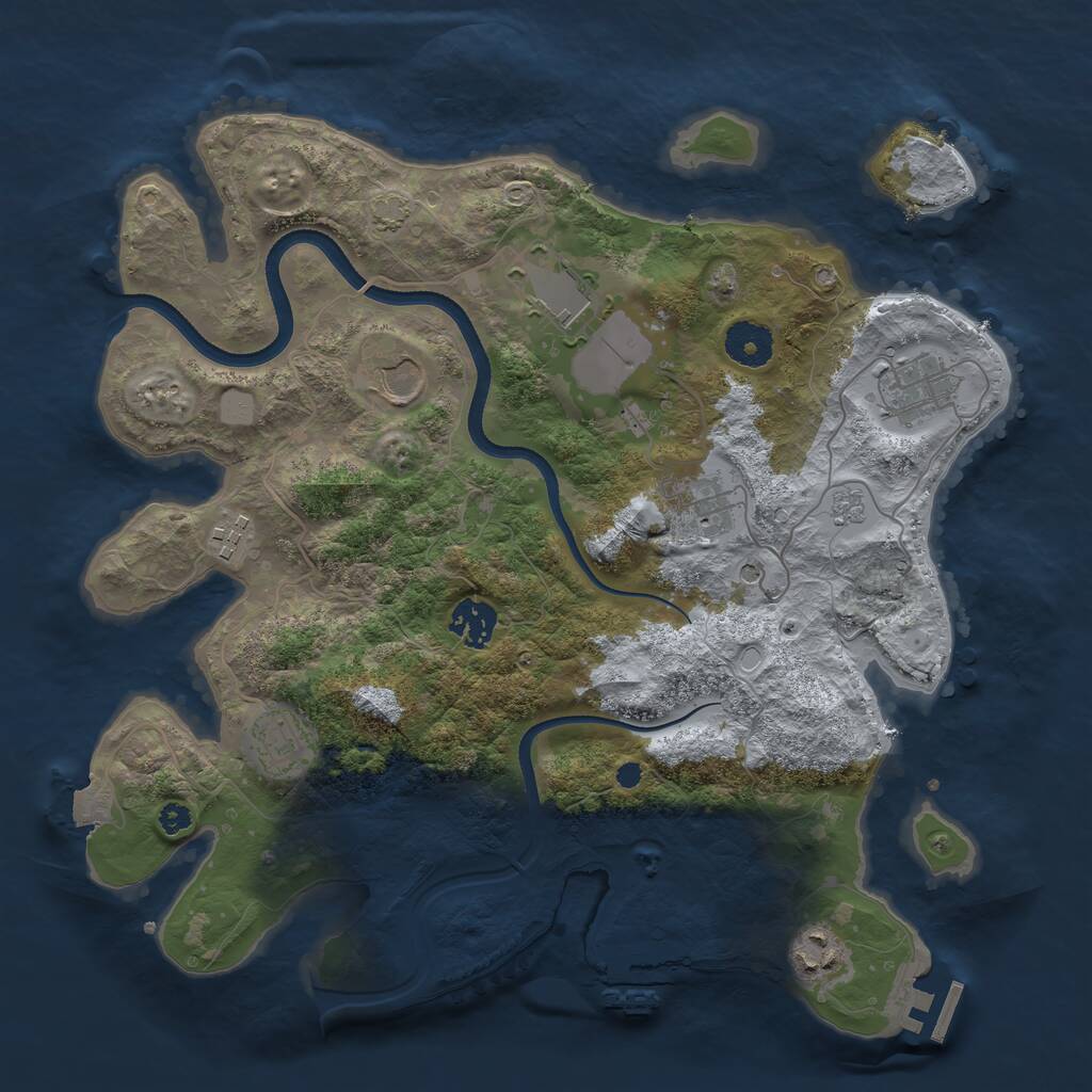 Rust Map: Procedural Map, Size: 3500, Seed: 1547403371, 14 Monuments