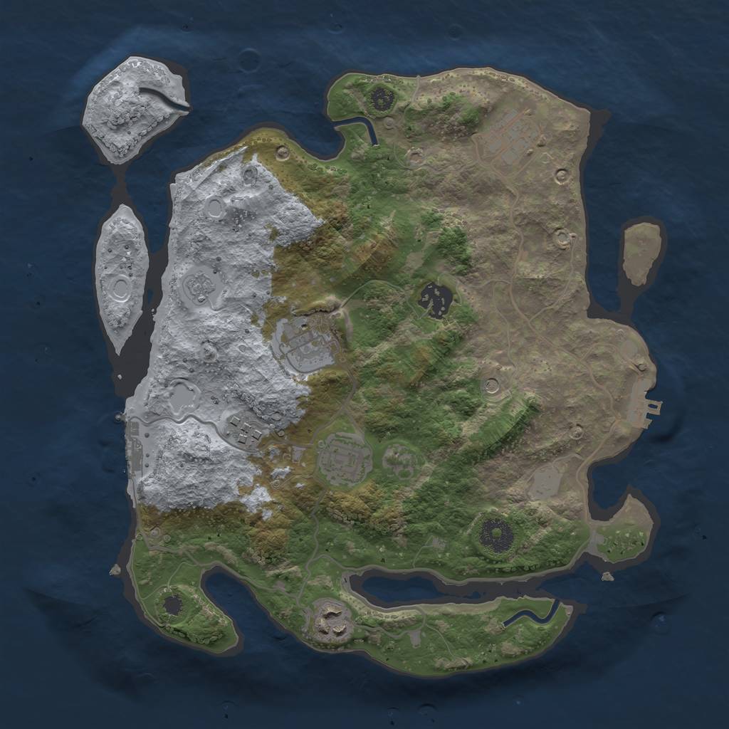 Rust Map: Procedural Map, Size: 3200, Seed: 111104, 13 Monuments