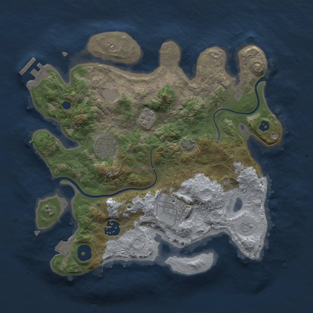 Rust Map: Procedural Map, Size: 3000, Seed: 1827331455, 8 Monuments