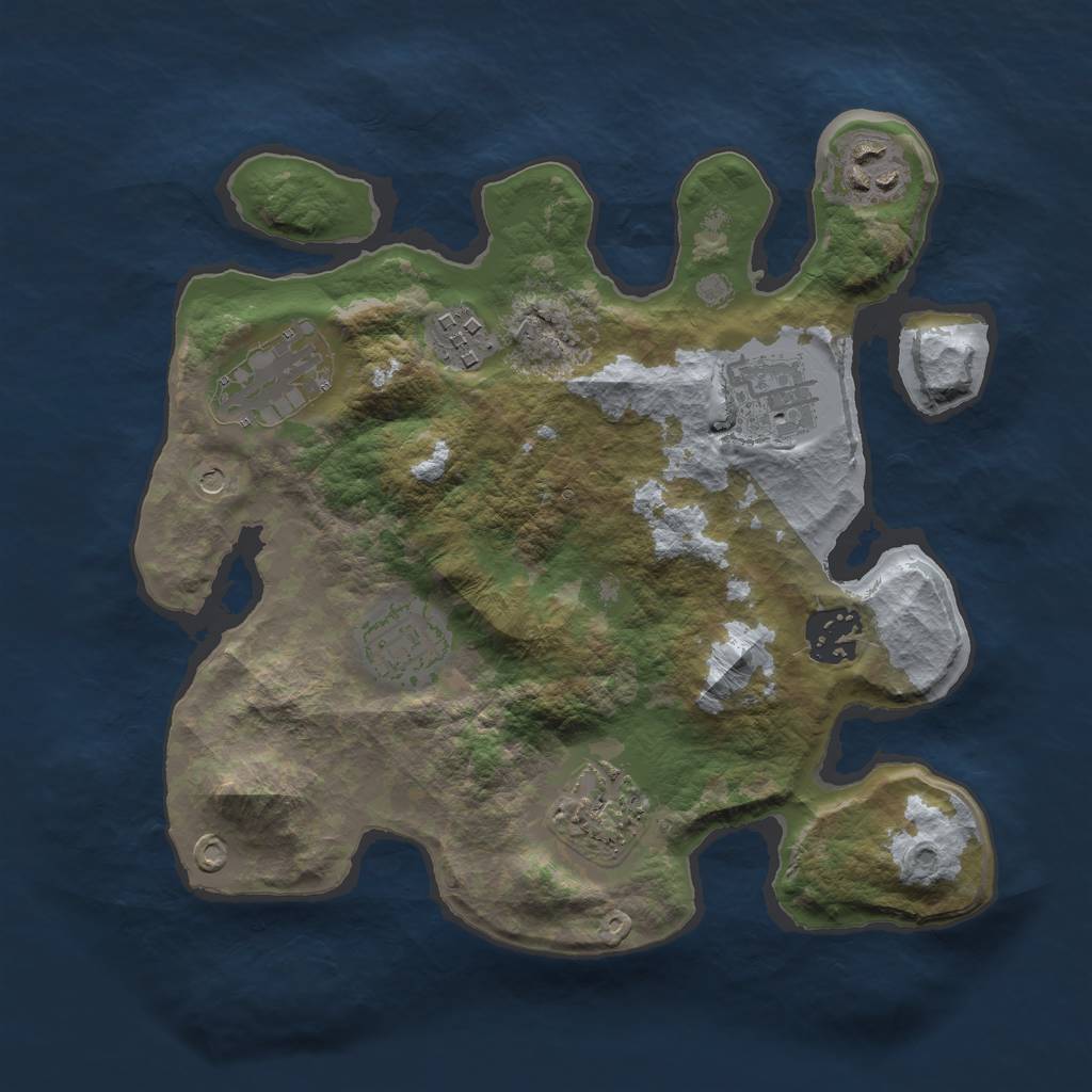 Rust Map: Barren, Size: 2800, Seed: 1152023, 10 Monuments