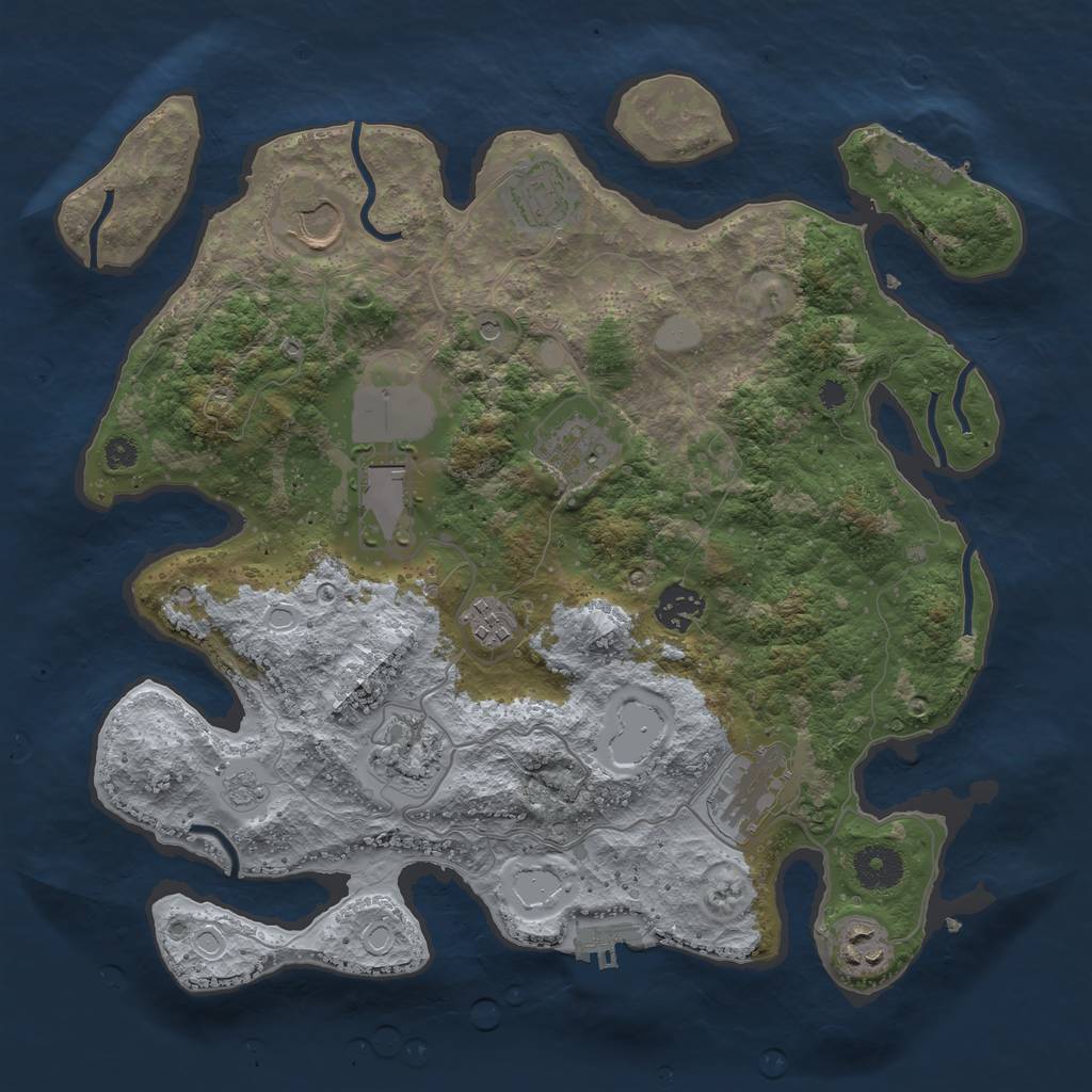 Rust Map: Procedural Map, Size: 3500, Seed: 12453, 16 Monuments