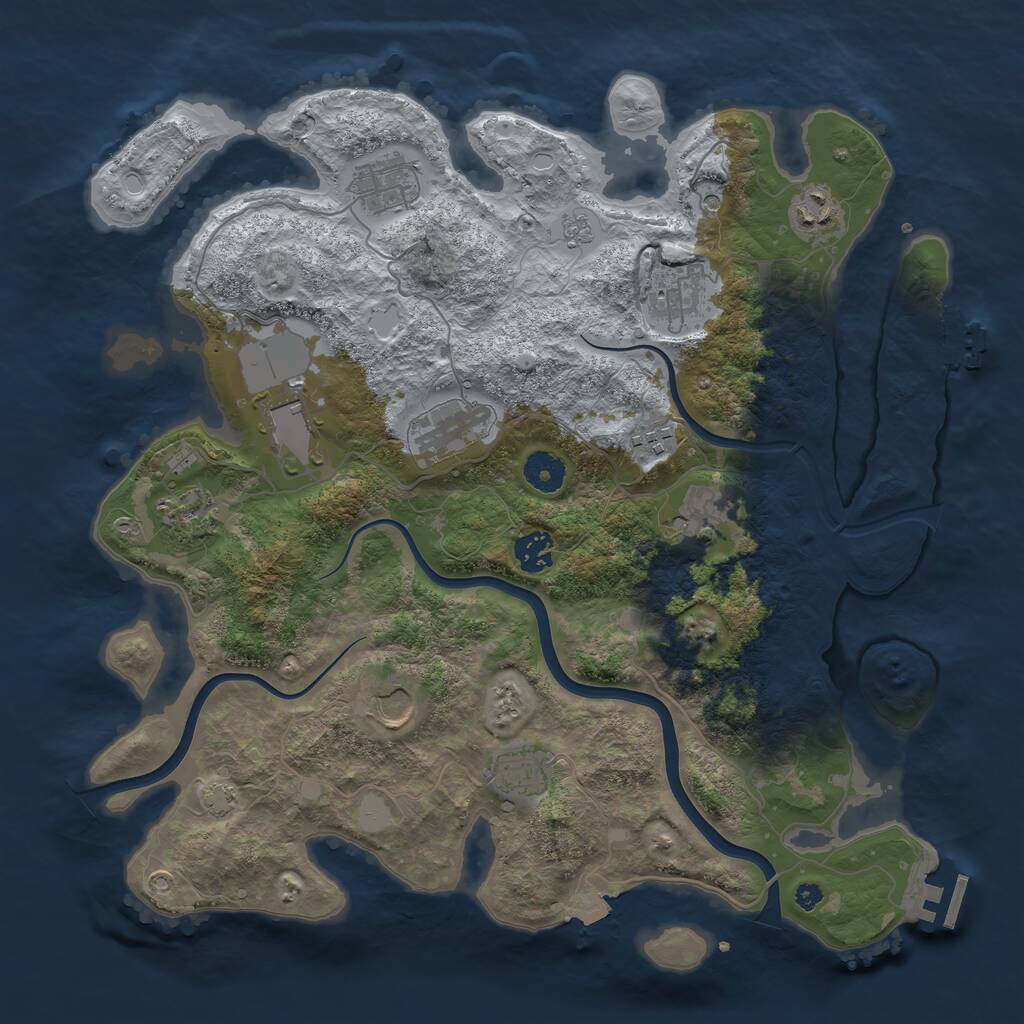 Rust Map: Procedural Map, Size: 3800, Seed: 1496631, 17 Monuments