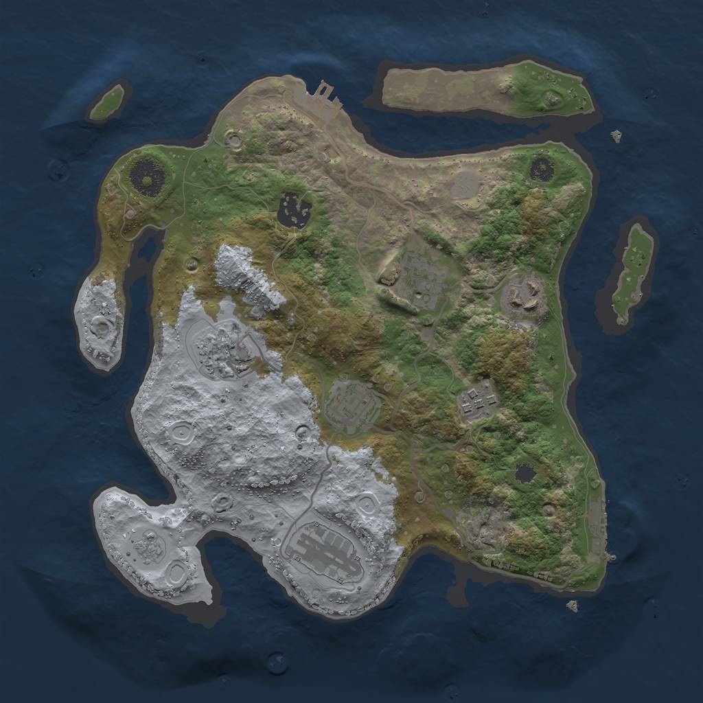 Rust Map: Procedural Map, Size: 3000, Seed: 1919031776, 13 Monuments