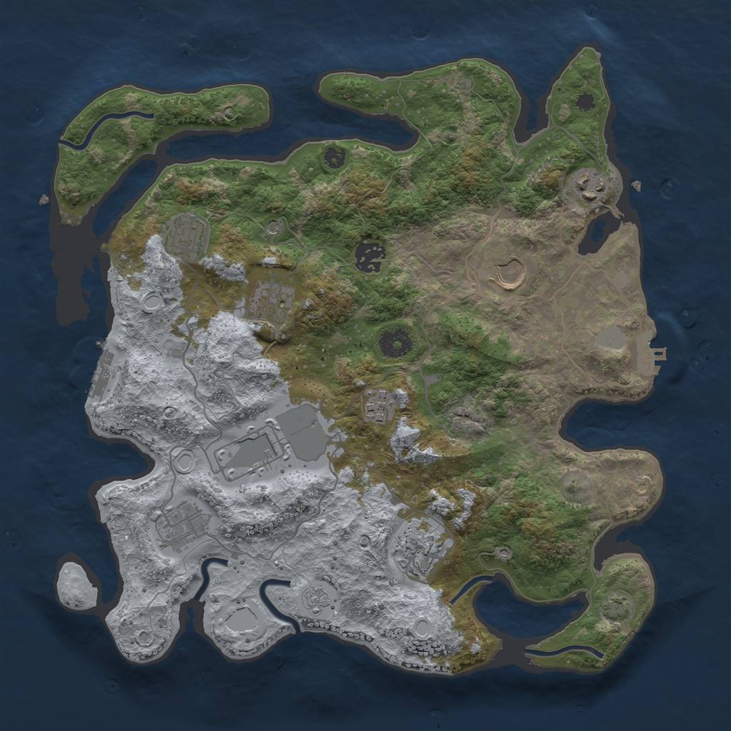 Rust Map: Procedural Map, Size: 3500, Seed: 506802035, 17 Monuments