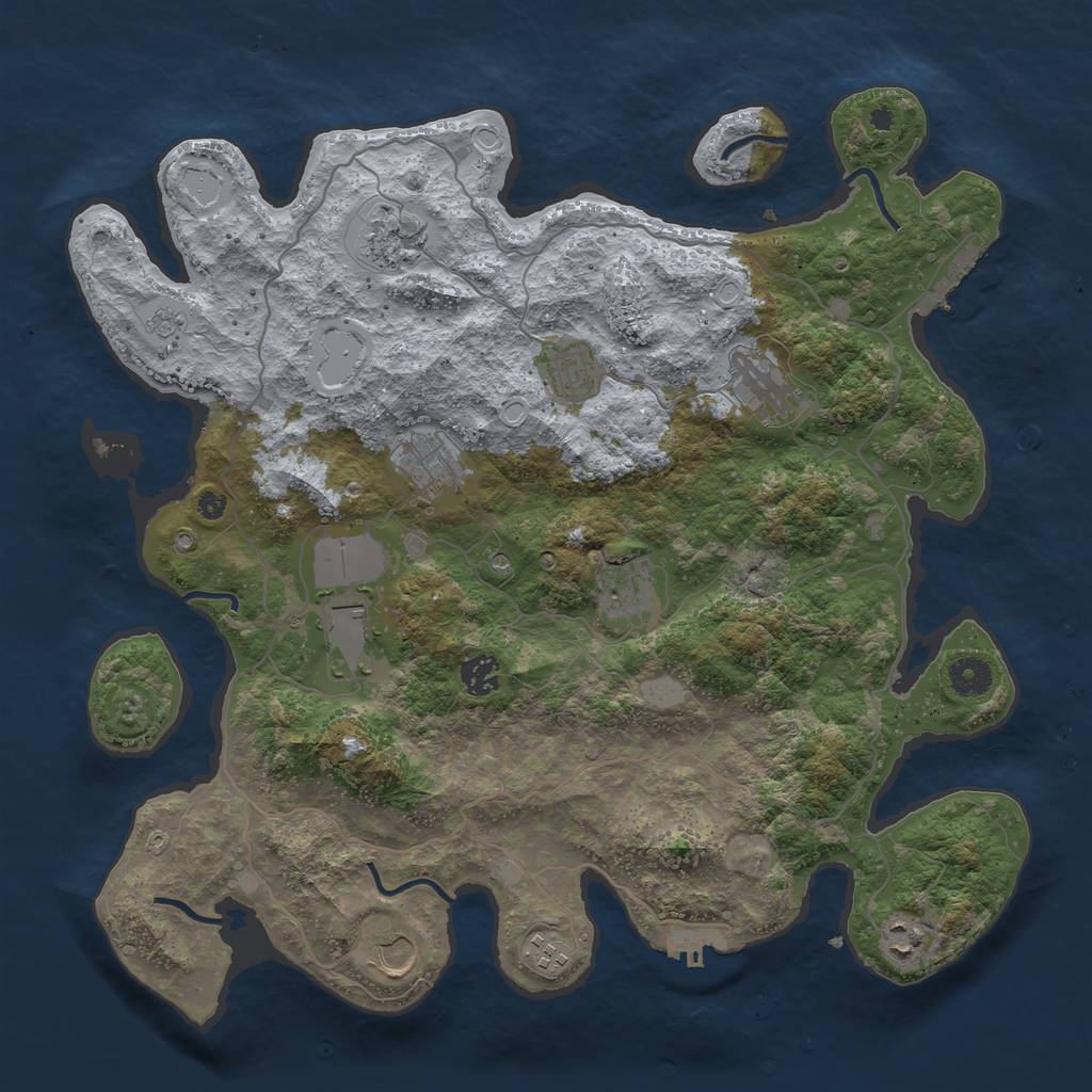 Rust Map: Procedural Map, Size: 4000, Seed: 49999, 19 Monuments