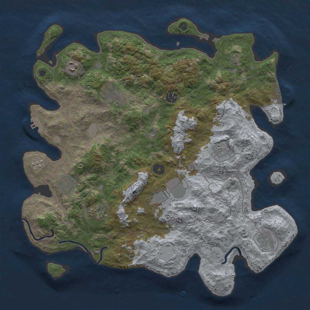 Rust Map: Procedural Map, Size: 4000, Seed: 441910, 16 Monuments