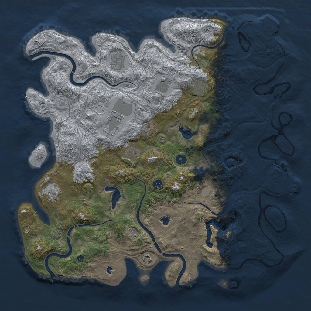Rust Map: Procedural Map, Size: 4500, Seed: 12345677, 15 Monuments