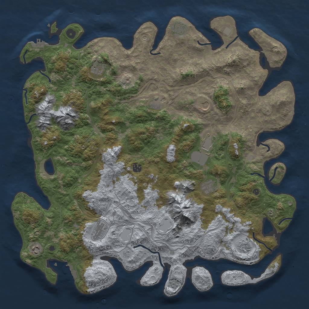 Rust Map: Procedural Map, Size: 5000, Seed: 1259, 18 Monuments