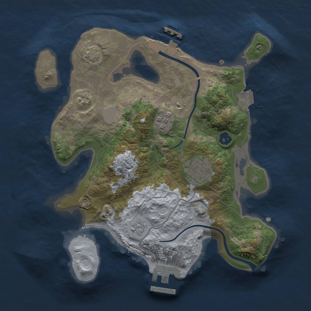 Rust Map: Procedural Map, Size: 2500, Seed: 1875687934, 7 Monuments