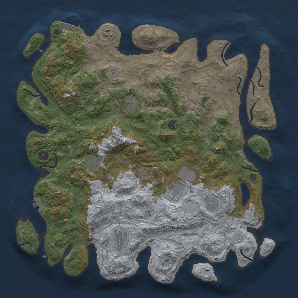 Rust Map: Procedural Map, Size: 4500, Seed: 571228890, 18 Monuments