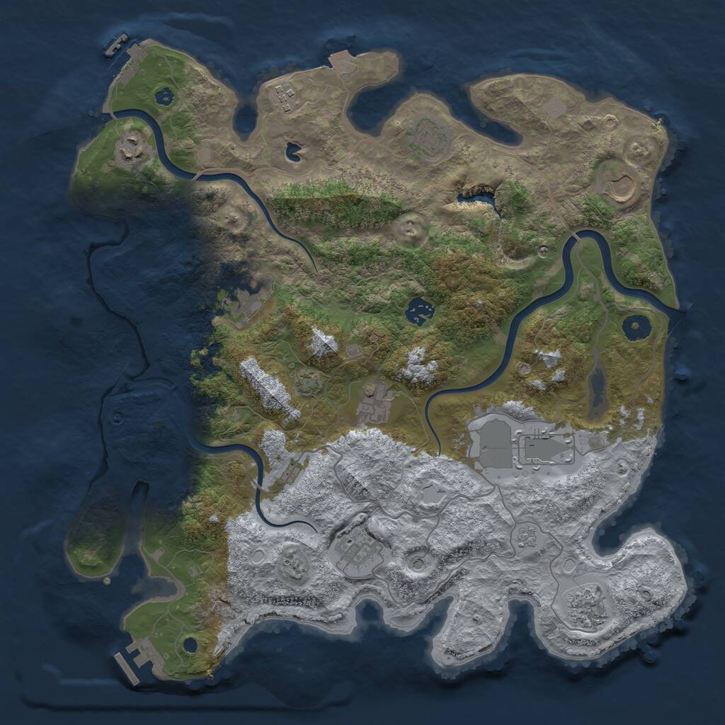 Rust Map: Procedural Map, Size: 4000, Seed: 979642149, 16 Monuments