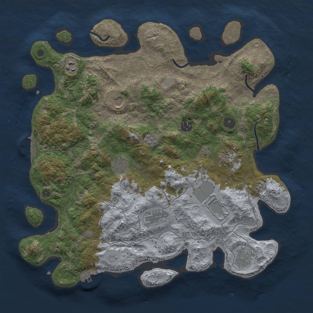 Rust Map: Procedural Map, Size: 4000, Seed: 57852928, 16 Monuments
